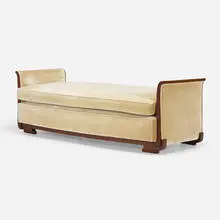 Jean Pascaud, Adjustable daybed, c. 1930, mahogany, mohair upholstery