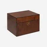 William Rodman & Co., Vanity box, c. 1895, burled walnut, lacquer, glass, silver plate, brass