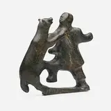 Inuit, Hunter Fighting a Polar Bear (sculpture), c. 1965, carved stone