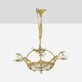 Albert Cheuret, Chandelier, gilt brass, white onyx