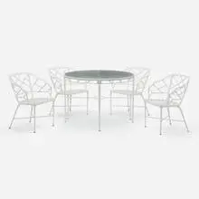 Hall Bradley, Calcutta dining set, 1967, enameled cast aluminum, textured glass