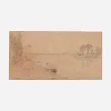 John William Hill, On the Lake, 1857, pencil on paper