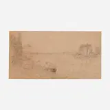John William Hill, On the Lake, 1857, pencil on paper