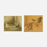 Walt Disney Productions, Two animation cels from Snow White and the Seven Dwarfs, c. 1937, celluloid, hand-painted background mat