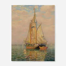 James Gale Tyler, Sailboats on a Clear Day, oil on canvas