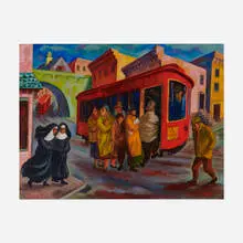 Philip Held, Utica Avenue Streetcar, Brooklyn, 1948, oil on canvas