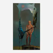 The Hole Cloth by John Lear, oil on board, sold Oct 2023