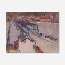 Charles Frederic Ramsey, Fauve Bridge on the Delaware; French Landscape with Bridge (double-sided), oil on board