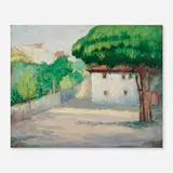 Abraham Walkowitz, Houses in Landscape, oil on canvas