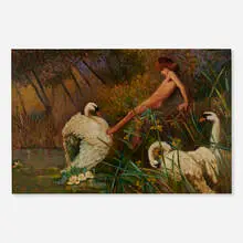 Frederick Stuart Church, Boy and Swan Fantasy (after Arthur Wardle), 1900, oil on canvas