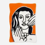 Fernand Léger, Visage aux deux mains sur fond orange, c. 1950, glazed ceramic