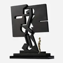Ernest Trova, Falling Man Gox, 1976, enameled steel, nickel-plated brass, acrylic