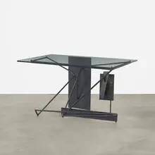 console by Renato Bassoli, c. 1955, welded and blackened steel, glass, bronze, sold Feb 2014