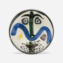 Face No. 130 plate by Pablo Picasso, 1963, glazed earthenware with engobe decoration and enamel, sold Feb 2014