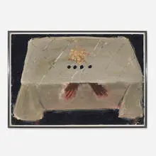 Antoni Tàpies, Table with Black Spots, 1966, collage and gouache on paper