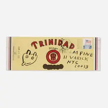 Untitled (Trinidad Cigar Box) by Ray Johnson, 1973, ink on cardstock, sold Feb 2014