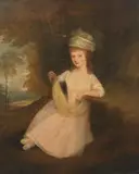 Gainsborough Dupont, Portrait of Anne Smyth, in a white dress and hat, holding her pinafore in her right hand, oil on canvas