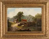 William Currie, View in North Wales; and View near Pentland Hills, oil on board