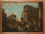 Giovanni Paolo Panini, An architectural capriccio with soldiers before the Arch of Constantine, oil on canvas