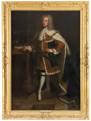 Sir Godfrey Kneller, Portrait of King George II, when Prince of Wales (1683-1760), full-length, in robes of state and wearing the collar of the Garter, oil on canvas