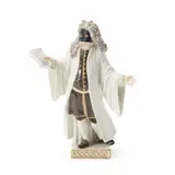 Meissen, Porcelain Figure of an Actor, polychrome enameled and gilded standing figure wearing a mask and holding a script in one hand, crossed swords mark, ht