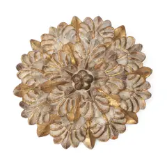 French Carved Wood Ceiling Boss, 19th century, composed of intricately carved tiered palmettes, dia. 17 in.