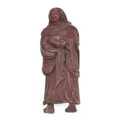Russian Carved Polychrome Saint, 18th century,