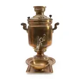 Iranian Brass Samovar, with bowl and undertray, ht.  21 3/8 in.