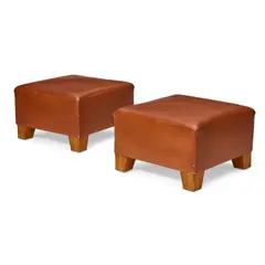 Roy McMakin, Custom Pair of Ottomans, , leather and oak