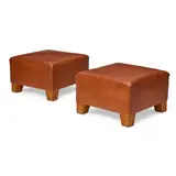 Roy McMakin, Custom Pair of Ottomans, , leather and oak
