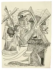 Die Windmühlen by Max Beckmann, 1946, Feder in Schwarz über Bleistift auf Bütten, sold May 2011