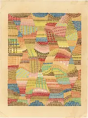 Gunta Stölzl, Entwurf für einen Knüpfteppich / Verschiedene Entwürfe, 1923, Gouache und Deckweiß über Bleistift auf Papier, beidseitig