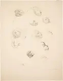Käthe Kollwitz, Kopfstudien eines Säuglings. 1920er-Jahre