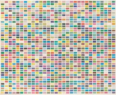 Gerhard Richter, Farbfelder. 6 Anordnungen von 1260 Farben (Rot-Blau-Gelb), 1974, Offsetdruck auf festem Papier