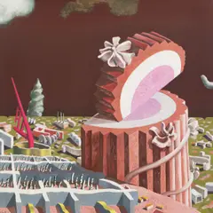 Ulrich Knispel, Landschaft mit Eis-Monument“. 1, 1975, Öl auf Leinwand