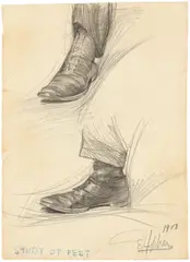STUDY OF FEET by Edward Hopper, 1900, Bleistift auf Velin, sold Oct 2018