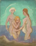 Karl Hofer, Komposition (Drei badende Frauen), 1945, Öl auf Leinwand