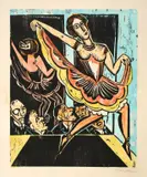 Max Pechstein, Tänzerin im Spiegel, 1923, Farbholzschnitt auf Velin