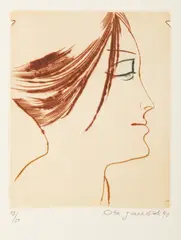 Ota Janeček, Girl's Profile, 1990, drypoint, paper