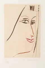 Ota Janeček, Portrait of a Girl, 1983, drypoint, paper