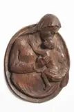 Leoš Kubíček, Relief of the Madonna and Child, First half of 20th century, patinated fired clay