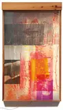 Robert Rauschenberg, Sling-Shots Lit #2, 1985, 10-color lithograph, screenprint and assemblage with sailcloth, Mylar, wooden lightbox, fluorescent light fixture, aluminum, Plexiglas bars and moveable window shade system