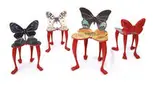 Miniature chairs (4) by Pedro Friedeberg, c. 1975, Hand-painted and carved wood, paper applique, sold May 2013