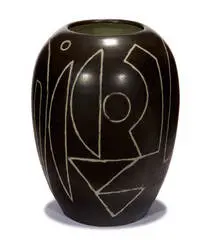 Arne Bang, Vase, Intaglio carved glazed ceramic