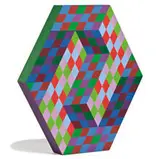 Octal-B by Victor Vasarely, c. 1975-1980, Hand painted acrylic on wood, sold Dec 2012