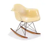 Charles and Ray Eames, Early rocking chair, 1950, Fiberglass with rope edge, zinc wire, birch