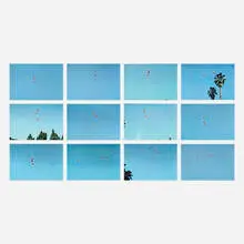 John Baldessari, Throwing Three Balls in the Air to Get a Straight Line, 1973, offset lithograph in colors on coated paper