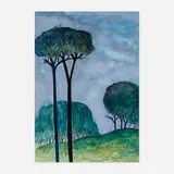 Gershon Benjamin, Two Trees, gouache on paper