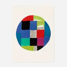 Patchwork by Sonia Delaunay, c. 1970, lithograph in colors, sold Sep 2021