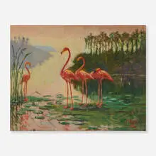 Frederick Stuart Church, Pink Flamingos, 1921, oil on canvas